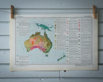 1964 Vintage Australia Flora Map