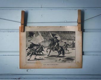 1894 Vintage Corrida Lithograph Illustration