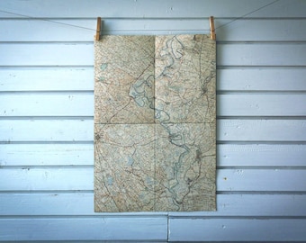 1930s Vintage Southeast Hungary Map