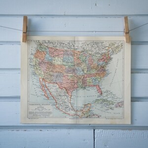 Carte vintage des États-Unis de 1907