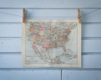 1907 Vintage Map of the United States