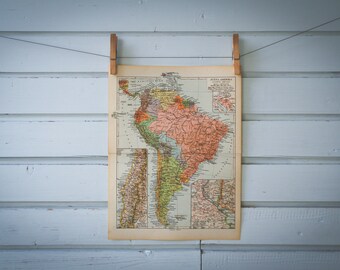 1936 Vintage South America Map