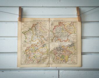 1887 Vintage Map of Germany History