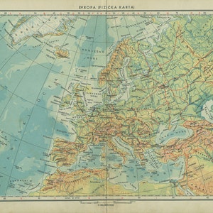 1956 Vintage Map of Europe image 2