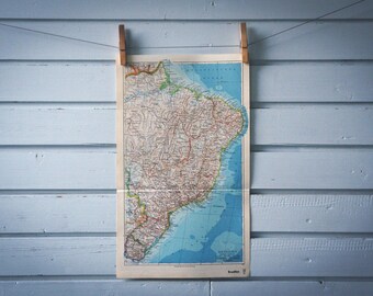 1936 Vintage Map of Brazil