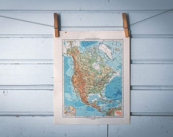 1967 Vintage North America Map