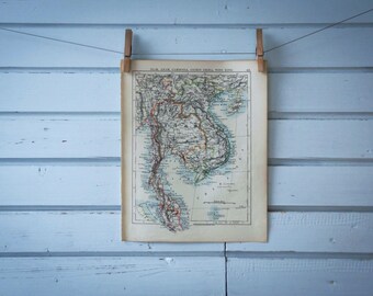 1901 Vintage Indochina Map