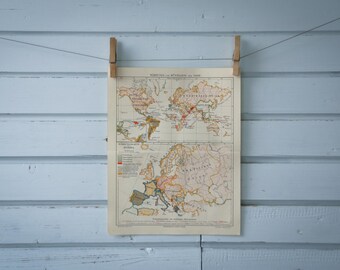 1907 Vintage Currencies World Map