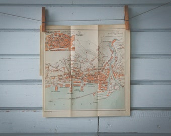 1915 Vintage Map of Rijeka