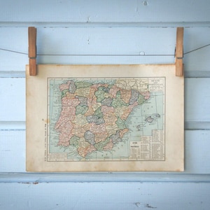 1923 Vintage Karte von Spanien