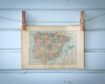 1923 Vintage Map of Spain