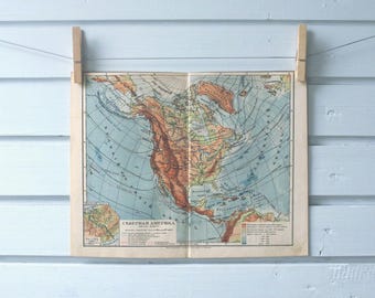 1912 Vintage North America Map