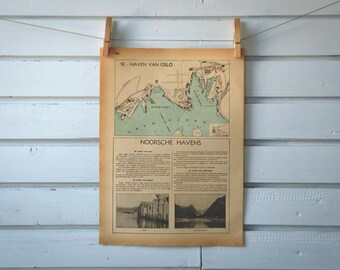 1941 Vintage Oslo Harbour Map