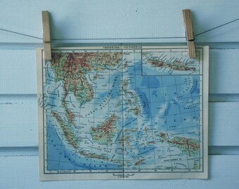 1951 Vintage Map of Southeast Asia