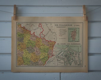 1941 Vintage Northeast France Map