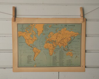 1941 Vintage World Map