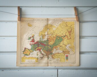 1887 Vintage Population Density Map of Europe