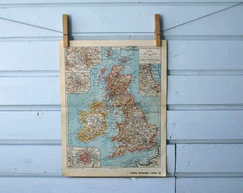1938 Vintage Map of United Kingdom & Ireland