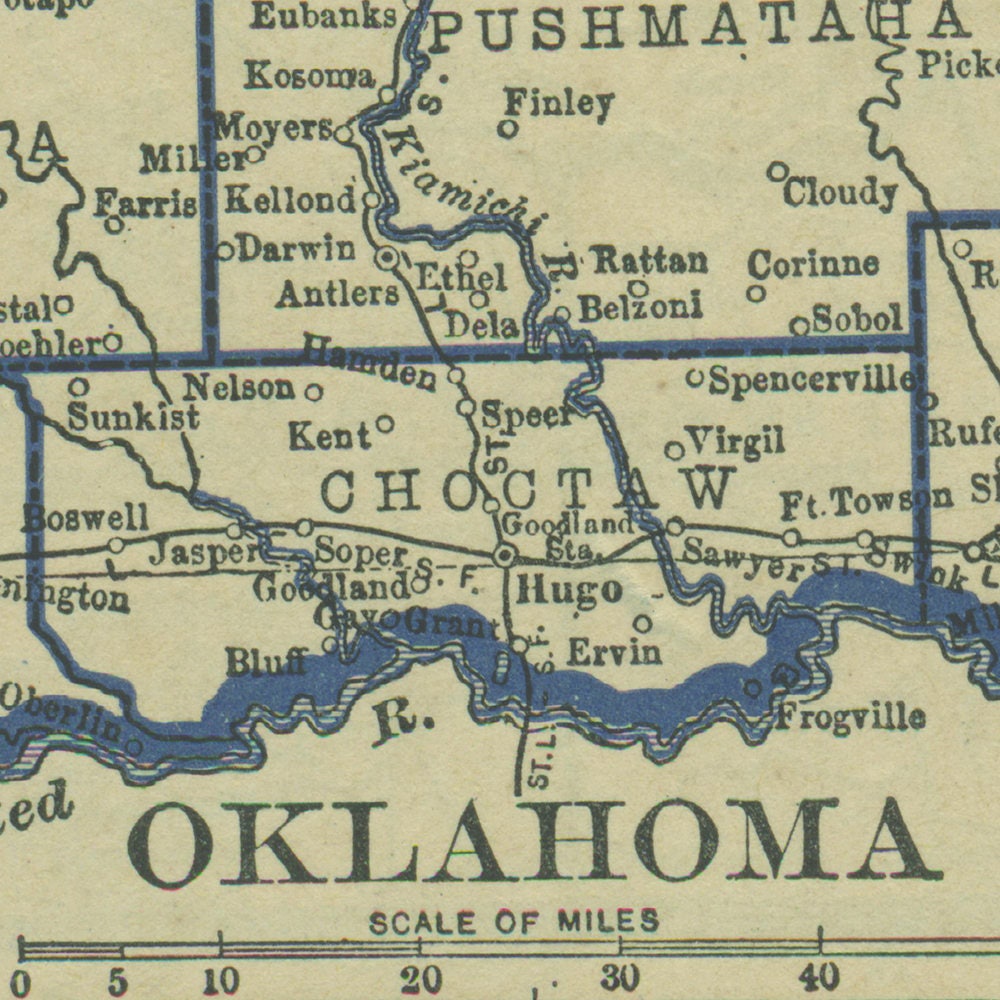 1929 Vintage Oklahoma Map