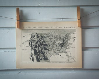 1935 Vintage Map of USA