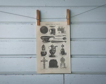 1907 Vintage Russian Art Lithograph Illustration