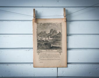 1900s Vintage the Great Wall of China Illustration