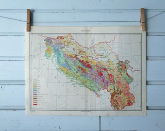 1971 Vintage Geology Map of Yugoslavia