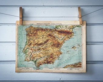 1930 Vintage Map of Spain