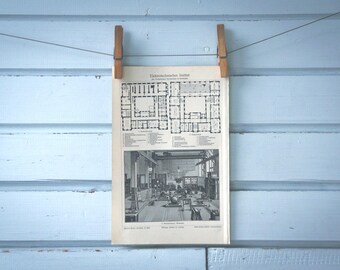1907 Vintage Electricity Laboratory Lithograph Illustration