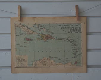 1941 Vintage West Indies Map