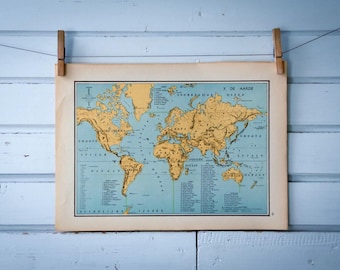 1941 Vintage World Map