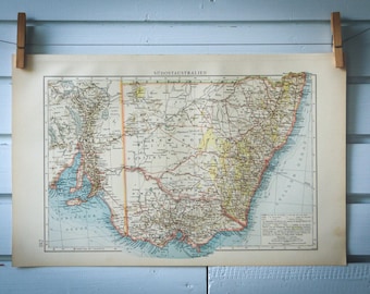 1901 Vintage Southeast Australia Map