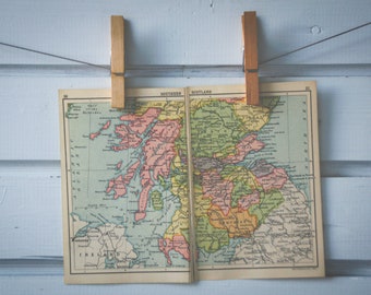 1910s Vintage South Scotland Map