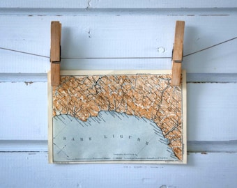 1931 Vintage Central Italian Riviera Map