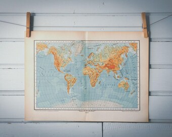 1937 Vintage World Map