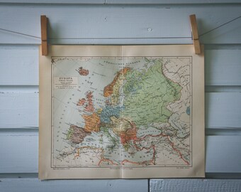 1907 Vintage Map of Europe