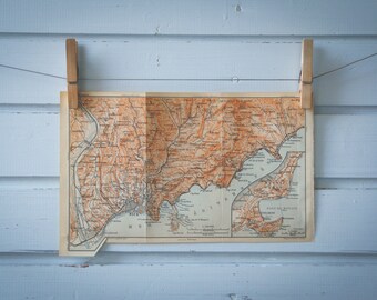 1906 Vintage Nice & Surroundings Map