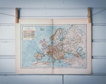 1937 Vintage Map of Europe