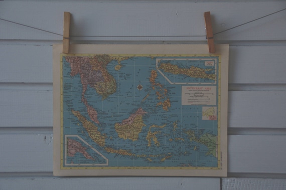 1955 Vintage Southeast Asia Map