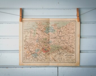 1897 Vintage North & Central Germany Map