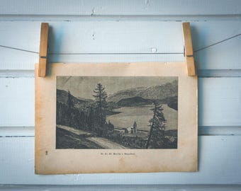1890 Vintage St. Moritz Lithograph Illustration