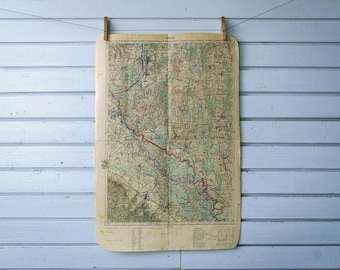 1950 Vintage South Hungary & Central Croatia Map