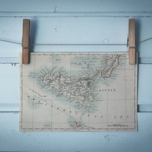 1895 Vintage Map of Sicily