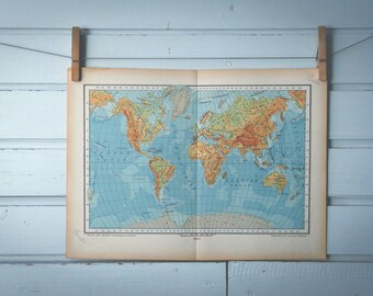 1937 Vintage World Map