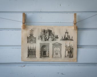 1887 Vintage Altars Lithograph Illustration