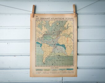 1941 Vintage Map of the Atlantic Ocean