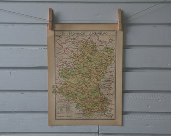 1941 Vintage Map of Luxembourg Province of Belgium