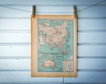 1941 Vintage Asia & Australia Minerals Map