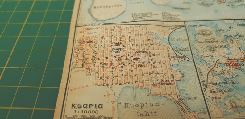 1912 Vintage Savonlinna & Kuopio Map image 3