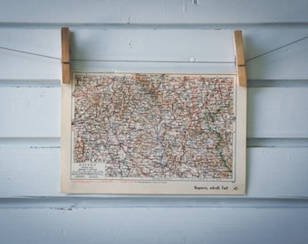 1936 Vintage North Bavaria Map